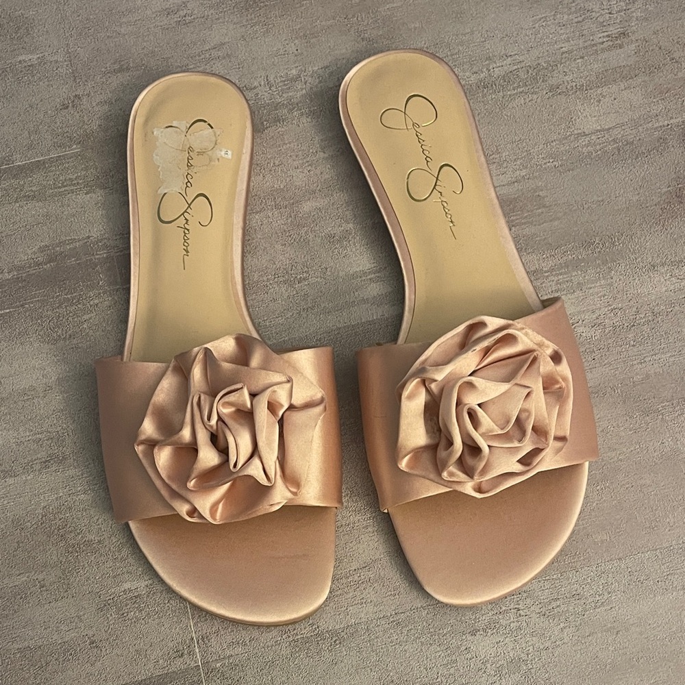 Jessica Simpson Rose Gold Satin Sandals/slides- size 10